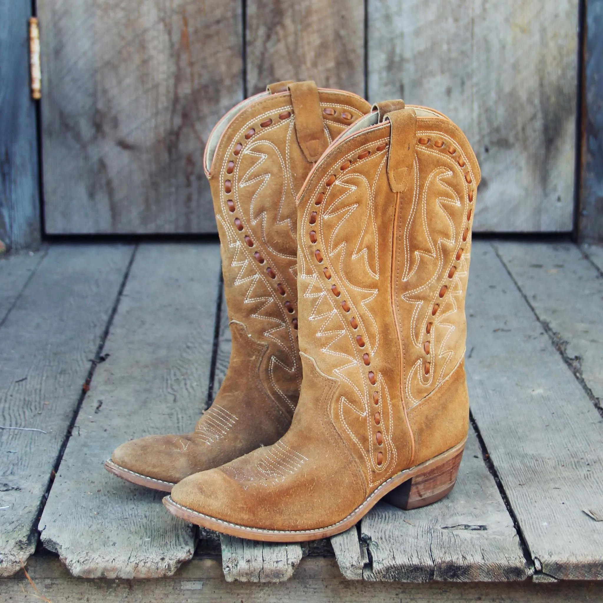Vintage Suede Stitch Boots