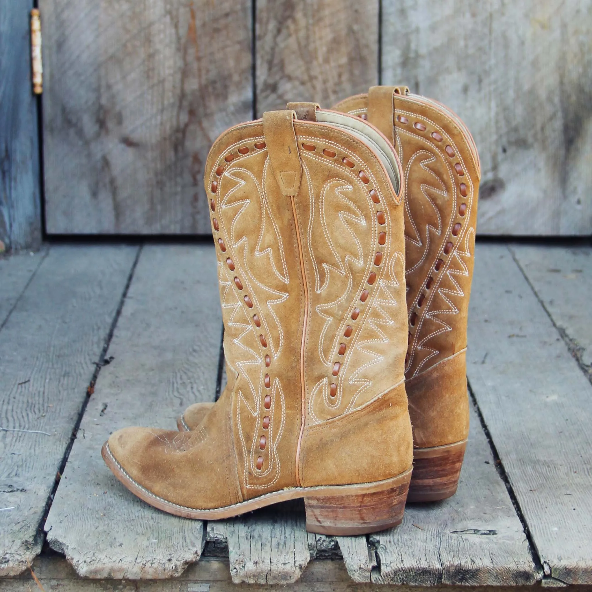 Vintage Suede Stitch Boots