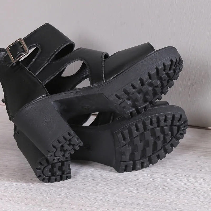 Women's Peep-Toe Sandals with Chunky Heel